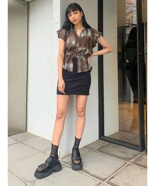 EMODA（エモダ）の「フィットカットリブスカート（スカート・レディース・ブラック/グレー/アイボリー/ミント・SMALL/MEDIUM）」の5枚目の写真