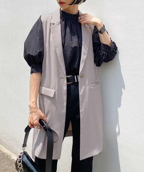 PAGEBOY(ページボーイ)の「ロングジレジャケット(その他アウター・レディース・ブラック/グレイッシュベージュ/オフホワイト・FREE)」の10枚目の写真