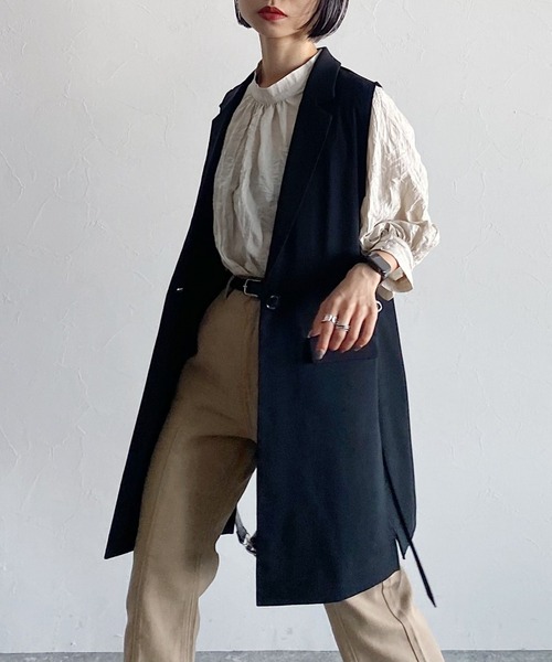 PAGEBOY(ページボーイ)の「ロングジレジャケット(その他アウター・レディース・ブラック/グレイッシュベージュ/オフホワイト・FREE)」の4枚目の写真