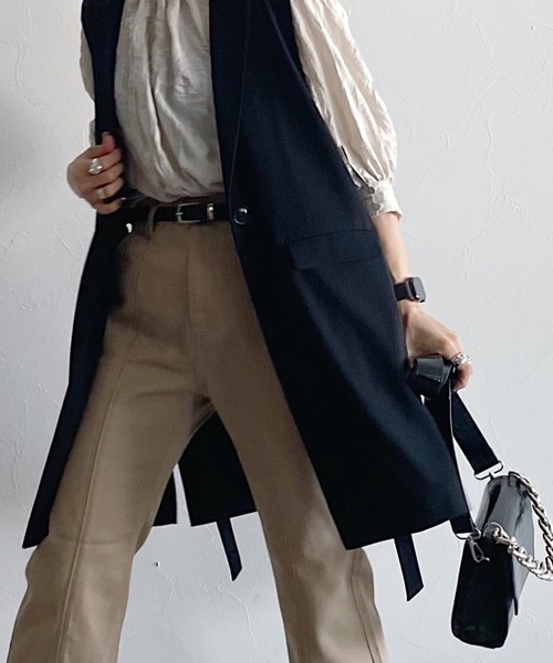 PAGEBOY(ページボーイ)の「ロングジレジャケット(その他アウター・レディース・ブラック/グレイッシュベージュ/オフホワイト・FREE)」の5枚目の写真