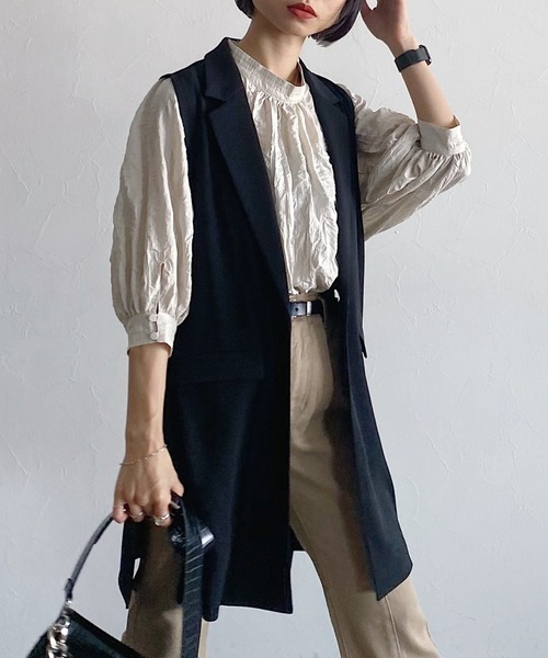 PAGEBOY(ページボーイ)の「ロングジレジャケット(その他アウター・レディース・ブラック/グレイッシュベージュ/オフホワイト・FREE)」の6枚目の写真