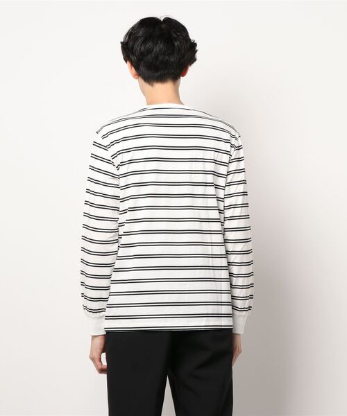 UNION STATION（ユニオンステーション）の「天竺ボーダーロングTシャツ（Tシャツ/カットソー・メンズ・ホワイト系その他/ブラック系その他・S/M/L）」の4枚目の写真