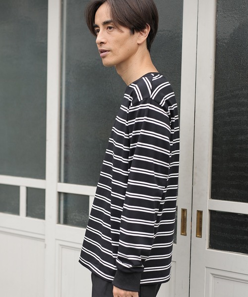 UNION STATION（ユニオンステーション）の「天竺ボーダーロングTシャツ（Tシャツ/カットソー・メンズ・ホワイト系その他/ブラック系その他・S/M/L）」の5枚目の写真