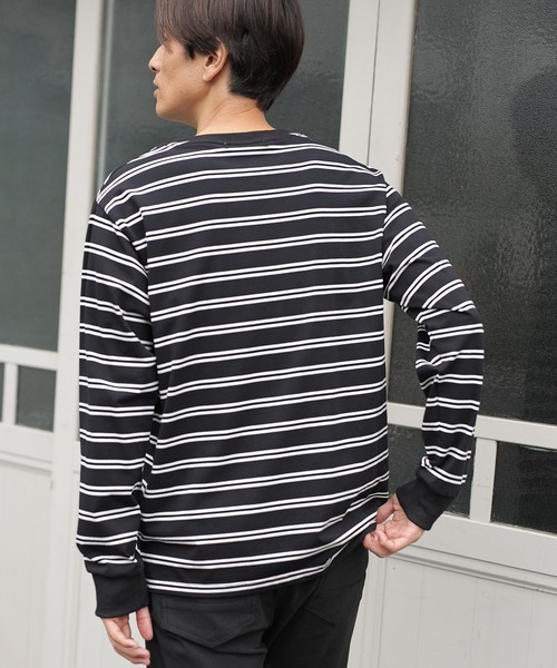 UNION STATION（ユニオンステーション）の「天竺ボーダーロングTシャツ（Tシャツ/カットソー・メンズ・ホワイト系その他/ブラック系その他・S/M/L）」の6枚目の写真