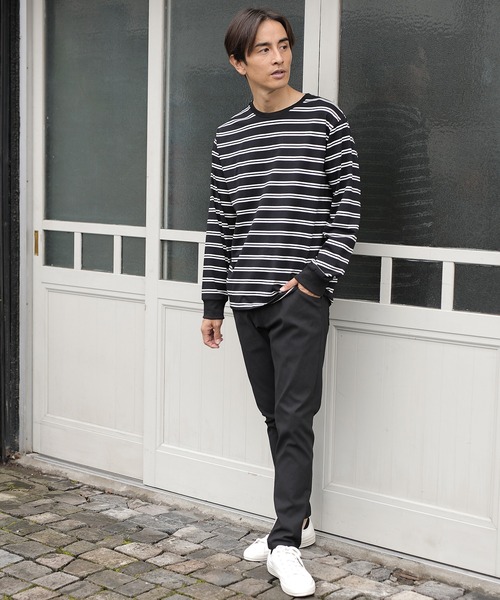 UNION STATION（ユニオンステーション）の「天竺ボーダーロングTシャツ（Tシャツ/カットソー・メンズ・ホワイト系その他/ブラック系その他・S/M/L）」の8枚目の写真