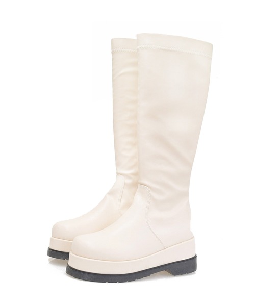 sango（sango）の「ラウンドトゥトラックソールストレッチロングブーツ（ブーツ・レディース・ブラック/アイボリー/グレイッシュベージュ・LL/S/M/L）」の13枚目の写真