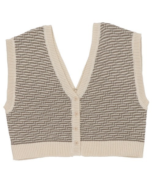 SPINNS（スピンズ）の「2WAY 柄アクリルベスト（ベスト・レディース・ブラウン/ナチュラル/カーキ・ONESIZE）」の6枚目の写真