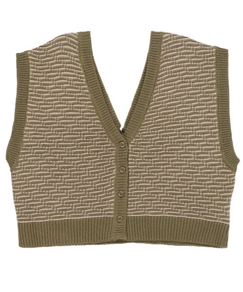 SPINNS（スピンズ）の「2WAY 柄アクリルベスト（ベスト・レディース・ブラウン/ナチュラル/カーキ・ONESIZE）」の8枚目の写真