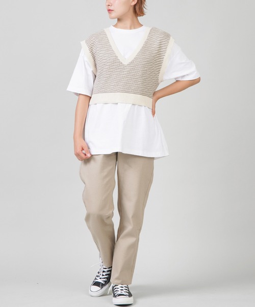 SPINNS（スピンズ）の「2WAY 柄アクリルベスト（ベスト・レディース・ブラウン/ナチュラル/カーキ・ONESIZE）」の14枚目の写真