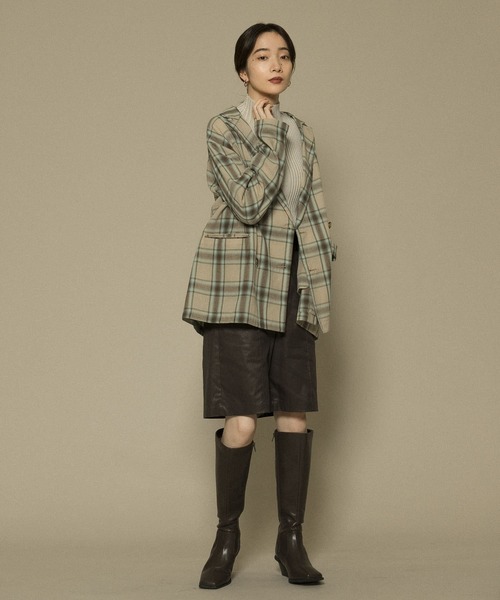 KBF（ケイビーエフ）の「リネンMIXチェックジャケット（テーラードジャケット・レディース・チャコールグレー/ベージュ・ONE）」の17枚目の写真