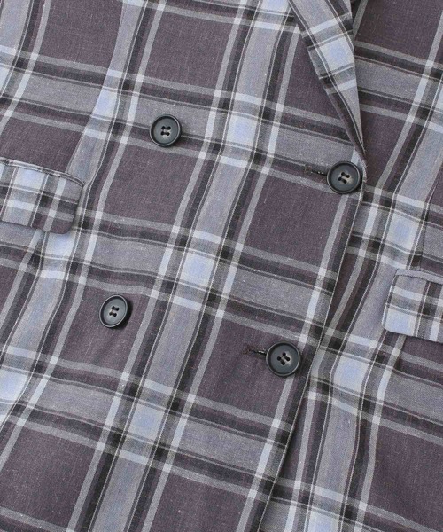 KBF（ケイビーエフ）の「リネンMIXチェックジャケット（テーラードジャケット・レディース・チャコールグレー/ベージュ・ONE）」の21枚目の写真