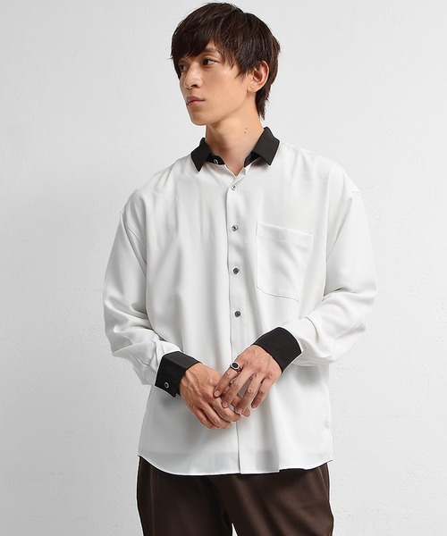 MinoriTY(マイノリティ)の「シャツ クレリック長袖シャツ(シャツ/ブラウス・メンズ・ホワイト/ブラック/ベージュ/ワイン/チャコール/グリーン/ブルー・M/L)」の2枚目の写真