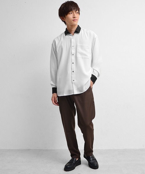 MinoriTY(マイノリティ)の「シャツ クレリック長袖シャツ(シャツ/ブラウス・メンズ・ホワイト/ブラック/ベージュ/ワイン/チャコール/グリーン/ブルー・M/L)」の8枚目の写真