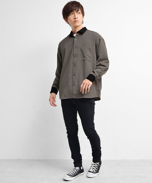 MinoriTY(マイノリティ)の「シャツ クレリック長袖シャツ(シャツ/ブラウス・メンズ・ホワイト/ブラック/ベージュ/ワイン/チャコール/グリーン/ブルー・M/L)」の17枚目の写真