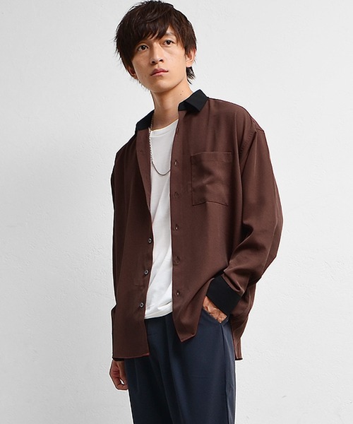 MinoriTY(マイノリティ)の「シャツ クレリック長袖シャツ(シャツ/ブラウス・メンズ・ホワイト/ブラック/ベージュ/ワイン/チャコール/グリーン/ブルー・M/L)」の12枚目の写真