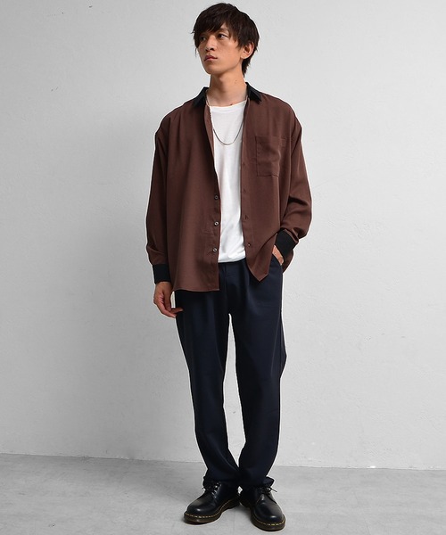 MinoriTY(マイノリティ)の「シャツ クレリック長袖シャツ(シャツ/ブラウス・メンズ・ホワイト/ブラック/ベージュ/ワイン/チャコール/グリーン/ブルー・M/L)」の9枚目の写真