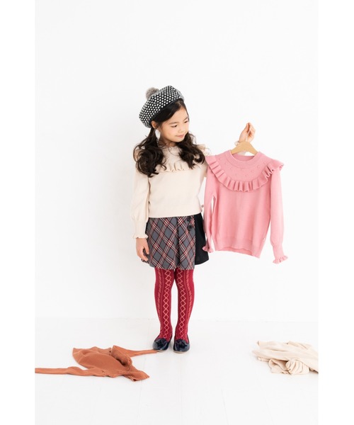 nino（ニノ）の「フリルヨークニット＃綿100％（ニット/セーター・キッズ・ホワイト/その他/ブラック・130cm/140cm/150cm）」の6枚目の写真