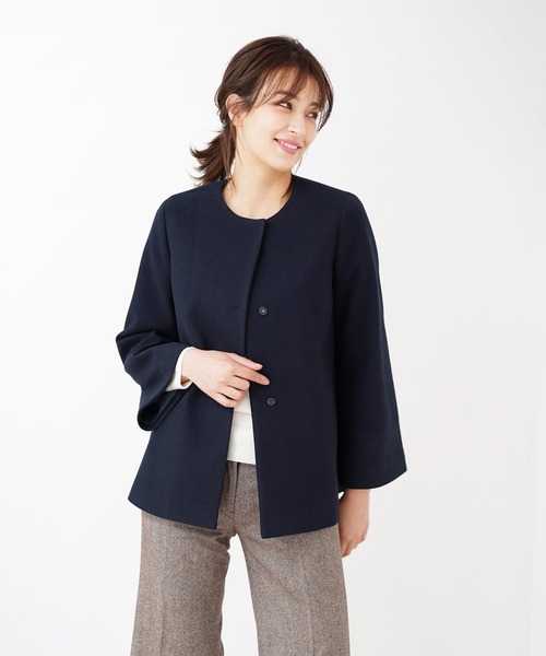 Filomo（フィローモ）の「[Filomo]ウールタッチノーカラージャケット（ノーカラージャケット・レディース・ネイビー/グレー/ピンク/ミント/モカ・M/L）」の5枚目の写真