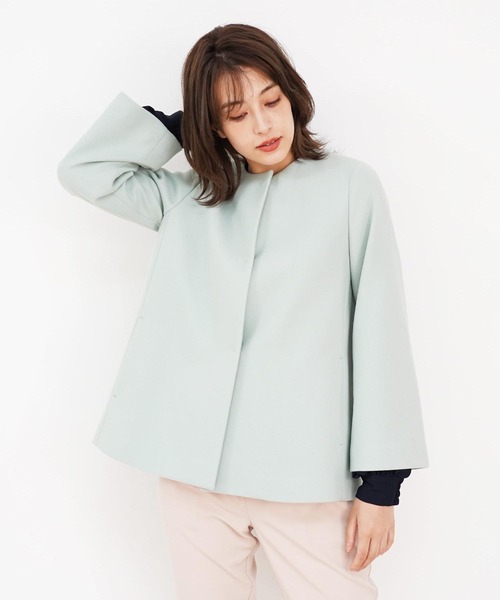 Filomo（フィローモ）の「[Filomo]ウールタッチノーカラージャケット（ノーカラージャケット・レディース・ネイビー/グレー/ピンク/ミント/モカ・M/L）」の4枚目の写真