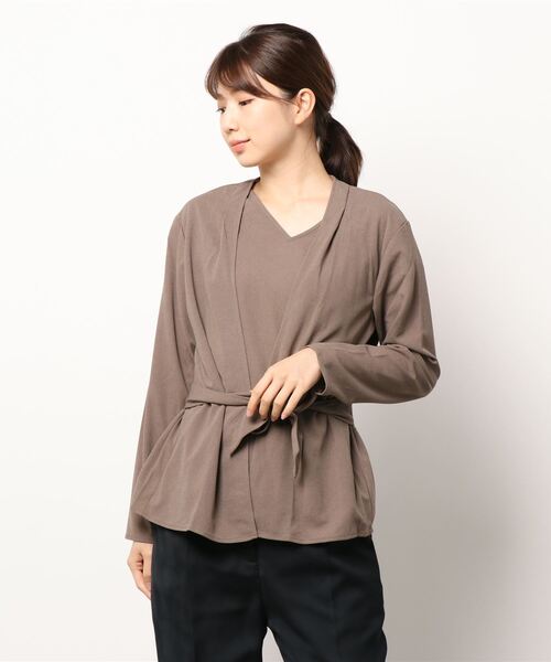 KOBE LETTUCE（コウベレタス）の「[ 3点セット ]  ジョーゼットアンサンブル（アンサンブル・レディース・モカ/ネイビー・FREE）」の6枚目の写真