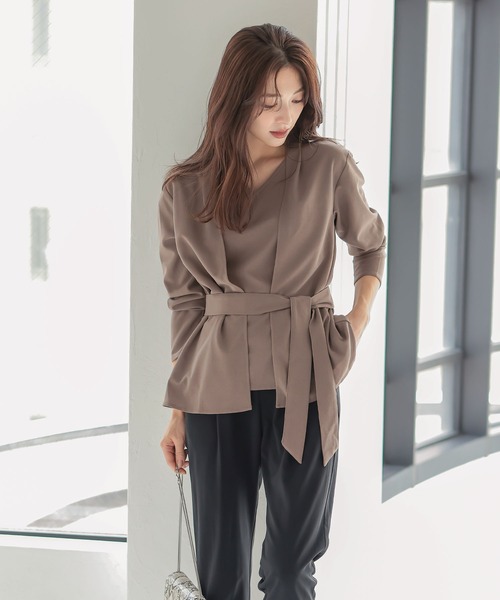 KOBE LETTUCE（コウベレタス）の「[ 3点セット ]  ジョーゼットアンサンブル（アンサンブル・レディース・モカ/ネイビー・FREE）」の9枚目の写真