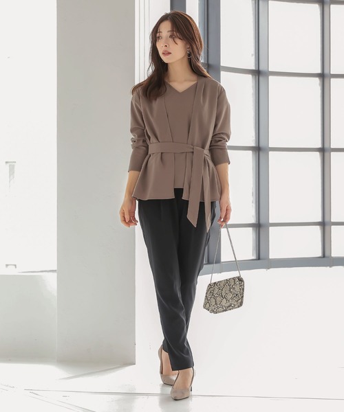 KOBE LETTUCE（コウベレタス）の「[ 3点セット ]  ジョーゼットアンサンブル（アンサンブル・レディース・モカ/ネイビー・FREE）」の8枚目の写真