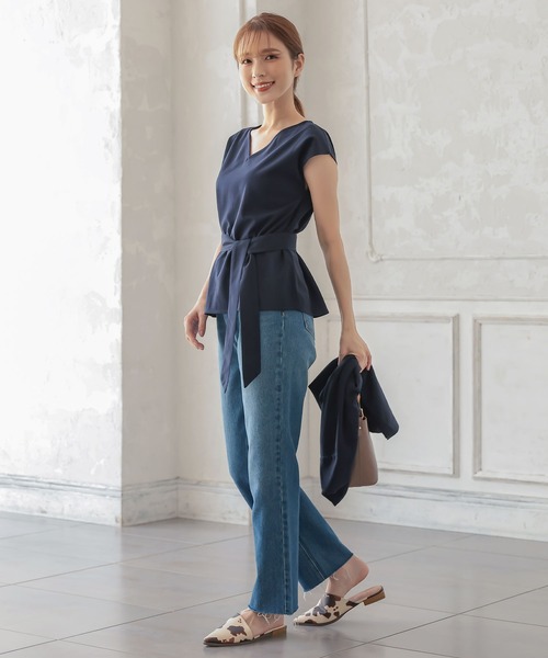 KOBE LETTUCE（コウベレタス）の「[ 3点セット ]  ジョーゼットアンサンブル（アンサンブル・レディース・モカ/ネイビー・FREE）」の7枚目の写真