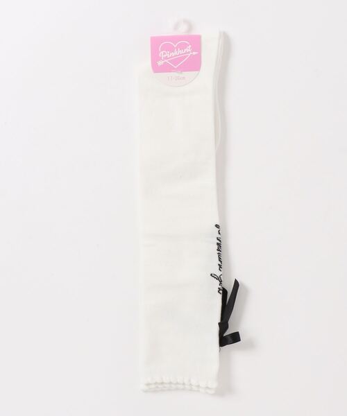 PINKHUNT（ピンクハント）の「PINKHUNT リボン付きニーハイソックス 5908 #IG #PINKHUNT ピンクハントGIRL（ソックス/靴下・キッズ・パープル/ホワイト/ブラック・21-24/17-20.5cm）」の2枚目の写真