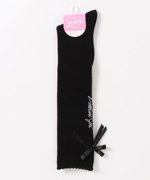 PINKHUNT（ピンクハント）の「PINKHUNT リボン付きニーハイソックス 5908 #IG #PINKHUNT ピンクハントGIRL（ソックス/靴下・キッズ・パープル/ホワイト/ブラック・21-24/17-20.5cm）」の4枚目の写真