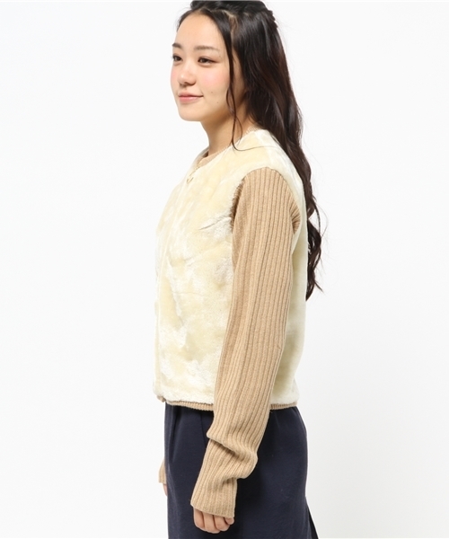 Kastane(カスタネ)の「【Kastane】袖リブボアブルゾン(ブルゾン・レディース・オフホワイト/ブラック・FREE)」の4枚目の写真