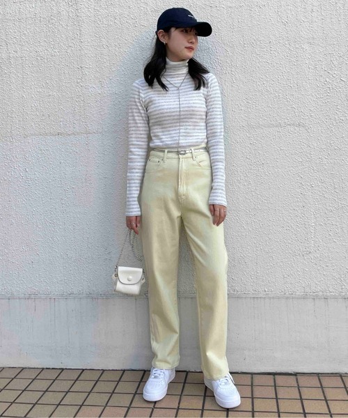 EPIMI E'PIMMY（エピミエピミー）の「ボーダータートルリブニットプルオーバー（ニット/セーター・レディース・ブラック/ベージュ/グレー・MEDIUM）」の6枚目の写真