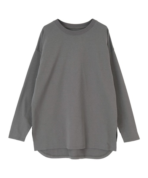 titivate(ティティベイト)の「毛焼きミニ裏毛カットソーチュニック(Tシャツ/カットソー・レディース・ブラウン/オフホワイト/イエロー/グリーン/チャコール・FREE)」の3枚目の写真