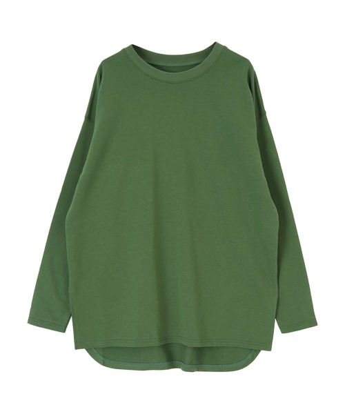 titivate(ティティベイト)の「毛焼きミニ裏毛カットソーチュニック(Tシャツ/カットソー・レディース・ブラウン/オフホワイト/イエロー/グリーン/チャコール・FREE)」の21枚目の写真