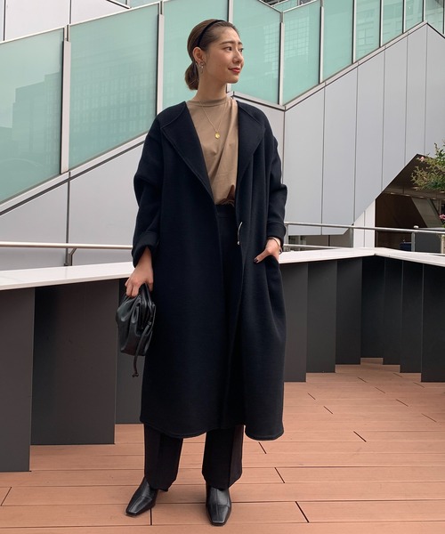 LOUNGEDRESS（ラウンジドレス）の「ノーカラーリバーコート（ノーカラーコート・レディース・ブラック/パープル/ブラウン・FREE）」の7枚目の写真