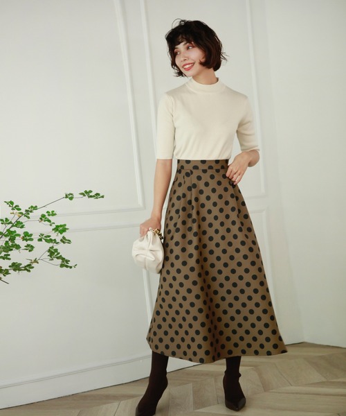 Leja（レジャ）の「ドットフレアロングスカート（スカート・レディース・ベージュ/ブラウン/グリーン・SMALL/MEDIUM）」の15枚目の写真