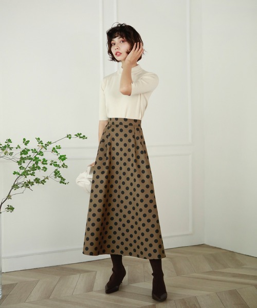 Leja（レジャ）の「ドットフレアロングスカート（スカート・レディース・ベージュ/ブラウン/グリーン・SMALL/MEDIUM）」の16枚目の写真