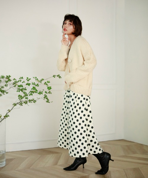 Leja（レジャ）の「ドットフレアロングスカート（スカート・レディース・ベージュ/ブラウン/グリーン・SMALL/MEDIUM）」の18枚目の写真