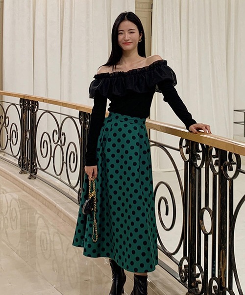 Leja（レジャ）の「ドットフレアロングスカート（スカート・レディース・ベージュ/ブラウン/グリーン・SMALL/MEDIUM）」の21枚目の写真