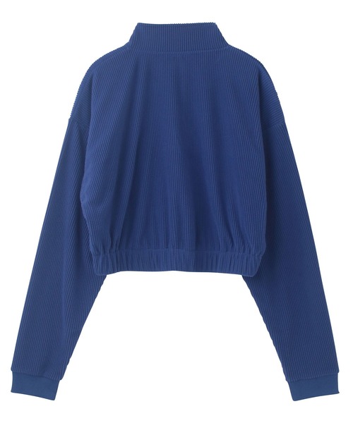 X-girl（エックスガール）の「CONTRAST LINE CROPPED RIB TOP（Tシャツ/カットソー・レディース・ブラック/ブルー/ホワイト・M/S）」の12枚目の写真