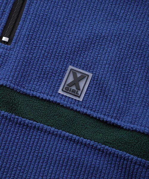 X-girl（エックスガール）の「CONTRAST LINE CROPPED RIB TOP（Tシャツ/カットソー・レディース・ブラック/ブルー/ホワイト・M/S）」の5枚目の写真