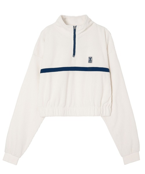 X-girl（エックスガール）の「CONTRAST LINE CROPPED RIB TOP（Tシャツ/カットソー・レディース・ブラック/ブルー/ホワイト・M/S）」の17枚目の写真