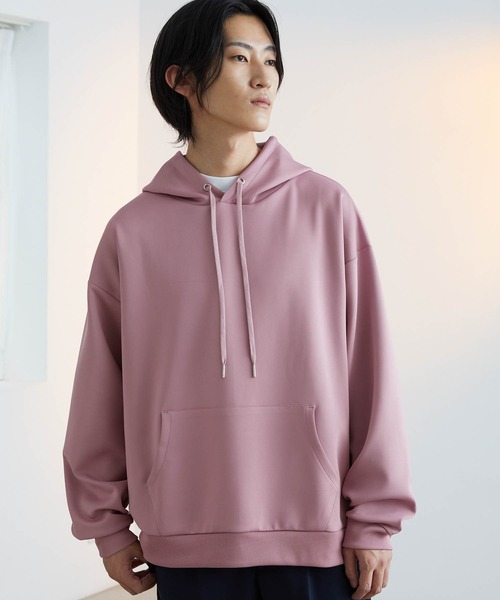 Like Us（ライクアス）の「【LikeUs】シルキーダンボールニットオーバーサイズカラーパーカー（パーカー・メンズ・グレイッシュブルー/ライトベージュ/グレイッシュベージュ/ネイビー/ダークグレー/オレンジ/ホワイト/チェリーピンク/カーキ系/ブラック/イエロー/ワインレッド/ブラウン・XL/M/L）」の21枚目の写真