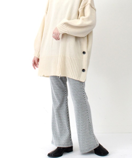 STYLEBLOCK（スタイルブロック）の「ストライプジャガードセミフレアパンツ（その他パンツ・レディース・ネイビー/ブラウン/グリーン/イエロー系その他/オレンジ系その他・M）」の9枚目の写真