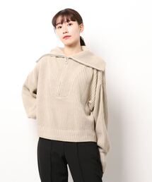 Samansa Mos2 blue | ジップニットプルオーバー(ニット/セーター)