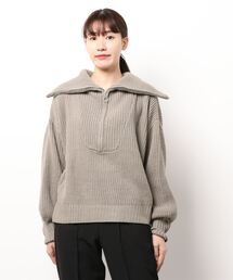 Samansa Mos2 blue | ジップニットプルオーバー(ニット/セーター)