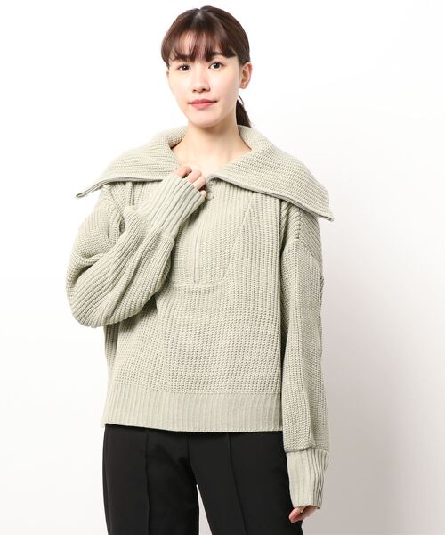 Samansa Mos2 blue（サマンサモスモスブルー）の「ジップニットプルオーバー（ニット/セーター・レディース・ミント/モカ/ライトベージュ・ﾌﾘ-）」の6枚目の写真