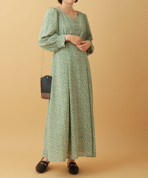 libelle more（リベル モア）の「小花柄エンパイアワンピース（ワンピース・レディース・ブラック/オフホワイト/グリーン・M/L）」の3枚目の写真