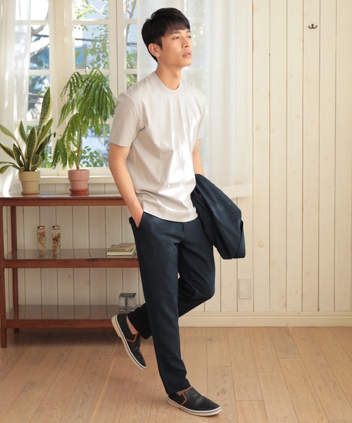 UNION STATION（ユニオンステーション）の「シルケットスムースUネックTシャツ/TAILOR T-SHIRTライン（Tシャツ/カットソー・メンズ・ホワイト/ライトグレー/ネイビー・LL/M/L）」の12枚目の写真