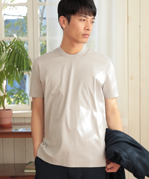 UNION STATION（ユニオンステーション）の「シルケットスムースUネックTシャツ/TAILOR T-SHIRTライン（Tシャツ/カットソー・メンズ・ホワイト/ライトグレー/ネイビー・LL/M/L）」の4枚目の写真