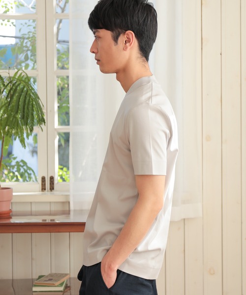 UNION STATION（ユニオンステーション）の「シルケットスムースUネックTシャツ/TAILOR T-SHIRTライン（Tシャツ/カットソー・メンズ・ホワイト/ライトグレー/ネイビー・LL/M/L）」の5枚目の写真